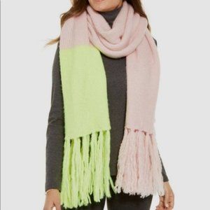 Steve Madden Women's Soft Block Striped Woven Scarf Navy Mauve Green O/S